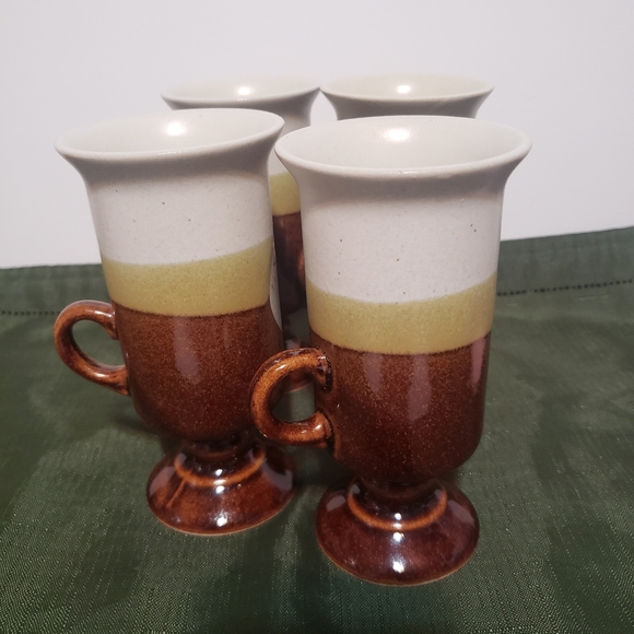 OTAGIRI Pheasants Pedestal Irish Coffee Footed Mugs 6 oz Vintage set of 4 - Picture 10 of 10